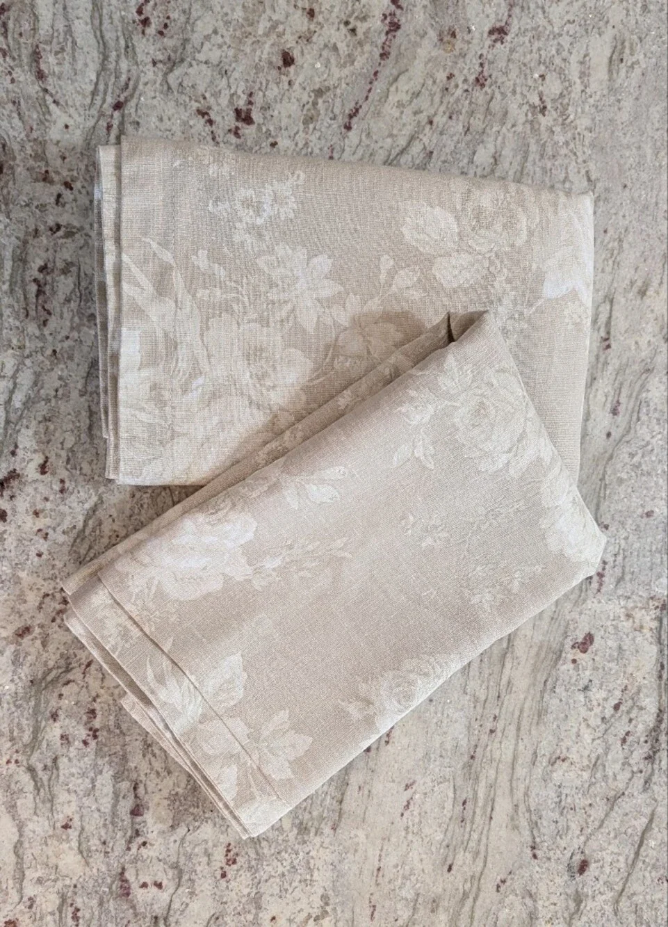 Martex 100% Cotton King Sz Pillow Shams Cabbage Rose Cream White Eco Free Vegan